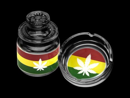 Rasta Hemp Leaf Ashtray and Stash Jar Set Discount