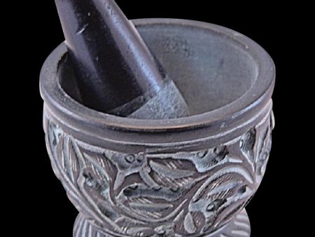 Carved Flower Soapstone Mortar & Pestle Online Sale