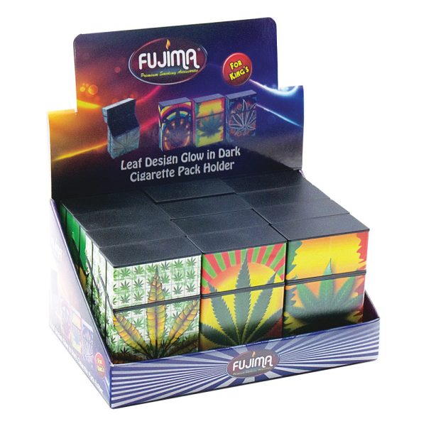 Fujima King Size Glow Leaf Cig Case - 12 Pack For Discount