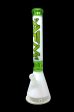 AFM Glass The Pulsar Beaker Bong 18  - Clear Bottom Lime White For Cheap