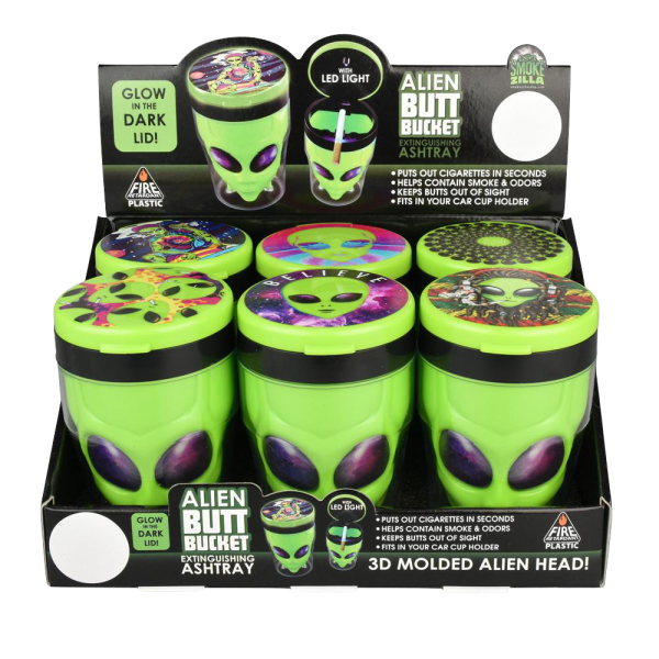 Alien Butt Bucket LED Ashtray - Bulk 6 Pack Discount