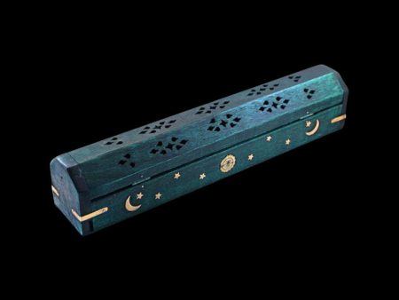 12 Inch Celestial Coffin Incense Burner - Green For Sale