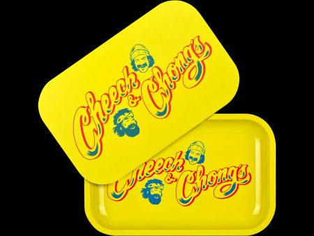 Cheech & Chong x Pulsar Metal Rolling Tray W  Lid - Yellow Logo Online Hot Sale