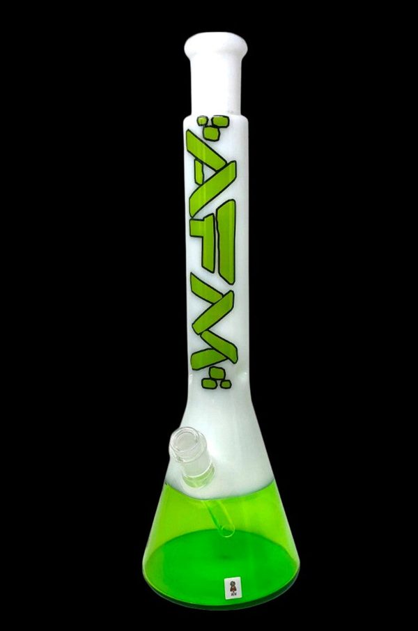 AFM Glass Quasar Glass Beaker Bong - Ivory  Lime Hot on Sale