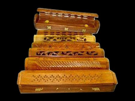 Assorted Carved & Inlayed Coffin Incense Burner - 6 Pack Supply