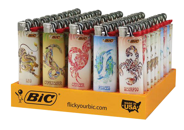 Bic Lighter - Assorted Astrology Designs - Bulk 50 Pack For Sale