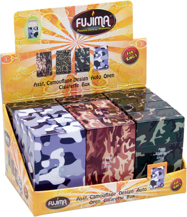 Fujima Camo King Size Plastic Cig Case - Bulk 12 Pack Supply