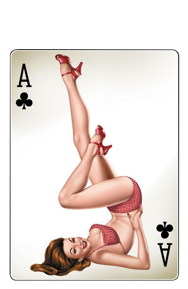 Ace of Clubs Pin-up Girl Sticker by Michael Landefeld Online now