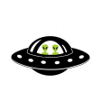 Alien Twins in Flying Saucer Spaceship Sticker Online