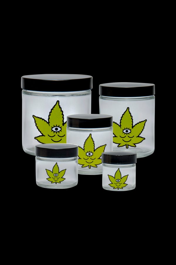 420 Science x Wokeface Clear Screw Top Jar - Toke Face For Cheap