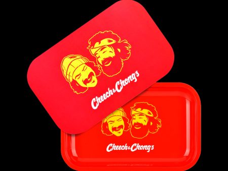 Cheech & Chong x Pulsar Metal Rolling Tray with Lid - Red Faces For Cheap