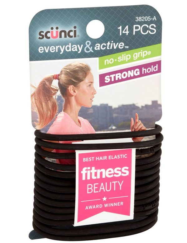 SCUNCI - The Evolution No Slip Grip Gel Hair Ties Black - 14 Count Fashion