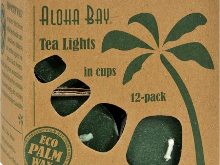 ALOHA BAY - Palm Wax Unscented Tea Lights Green   - 12 x 0.7 oz. Candles For Discount