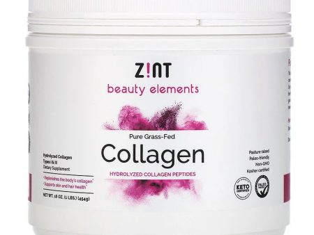 Z!NT - Grass-Fed Beef Collagen Hydrolyzed Collagen Types I & III Container- 16 oz (1 Lb.) (454 g) For Sale