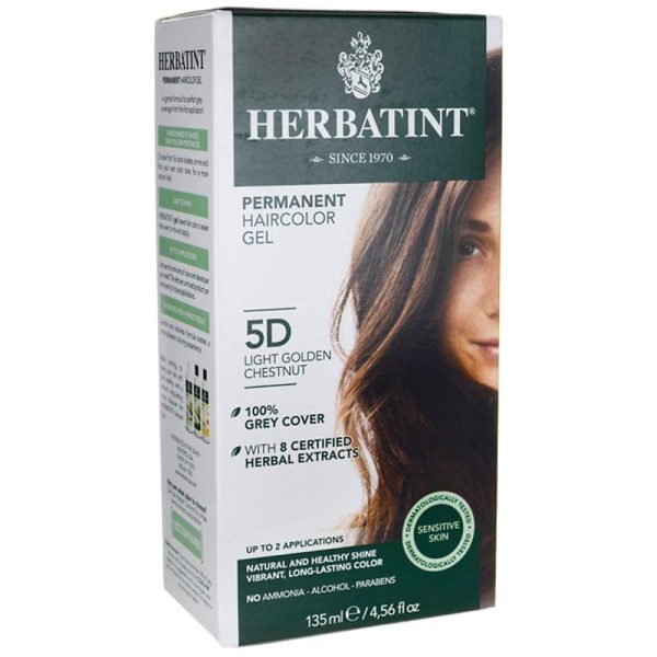 HERBATINT - Permanent Herbal Haircolour Gel 5D Light Golden Chestnut - 135 ml For Sale