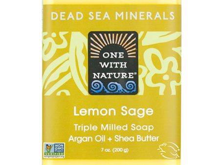 ONE WITH NATURE - Dead Sea Mineral Lemon Sage Bar Soap - 7 oz. (200 g) on Sale