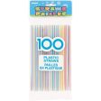 UNIQUE - Flexible Plastic Drinking Straws, Assorted Striped - 100 Straws Discount