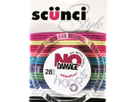 SCUNCI - No Damage Hair Elastics Assorted Colors - 28 Pack Hot on Sale